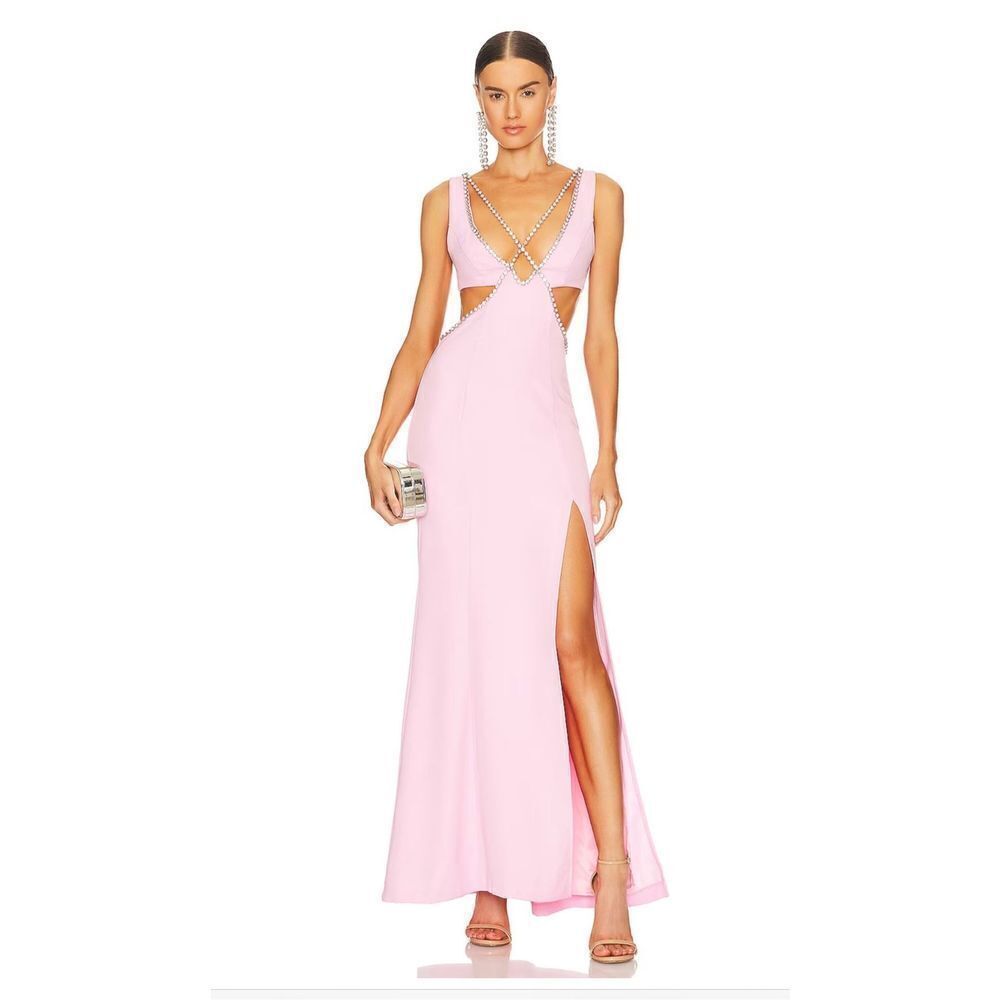Majorelle Matteson Crystal Embellished Long Gown Pink Women's Size Medium